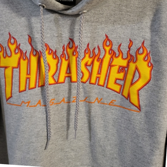 Thrasher Grey Hoodie with Red & Yellow Wild Logo - Picture 3 of 4